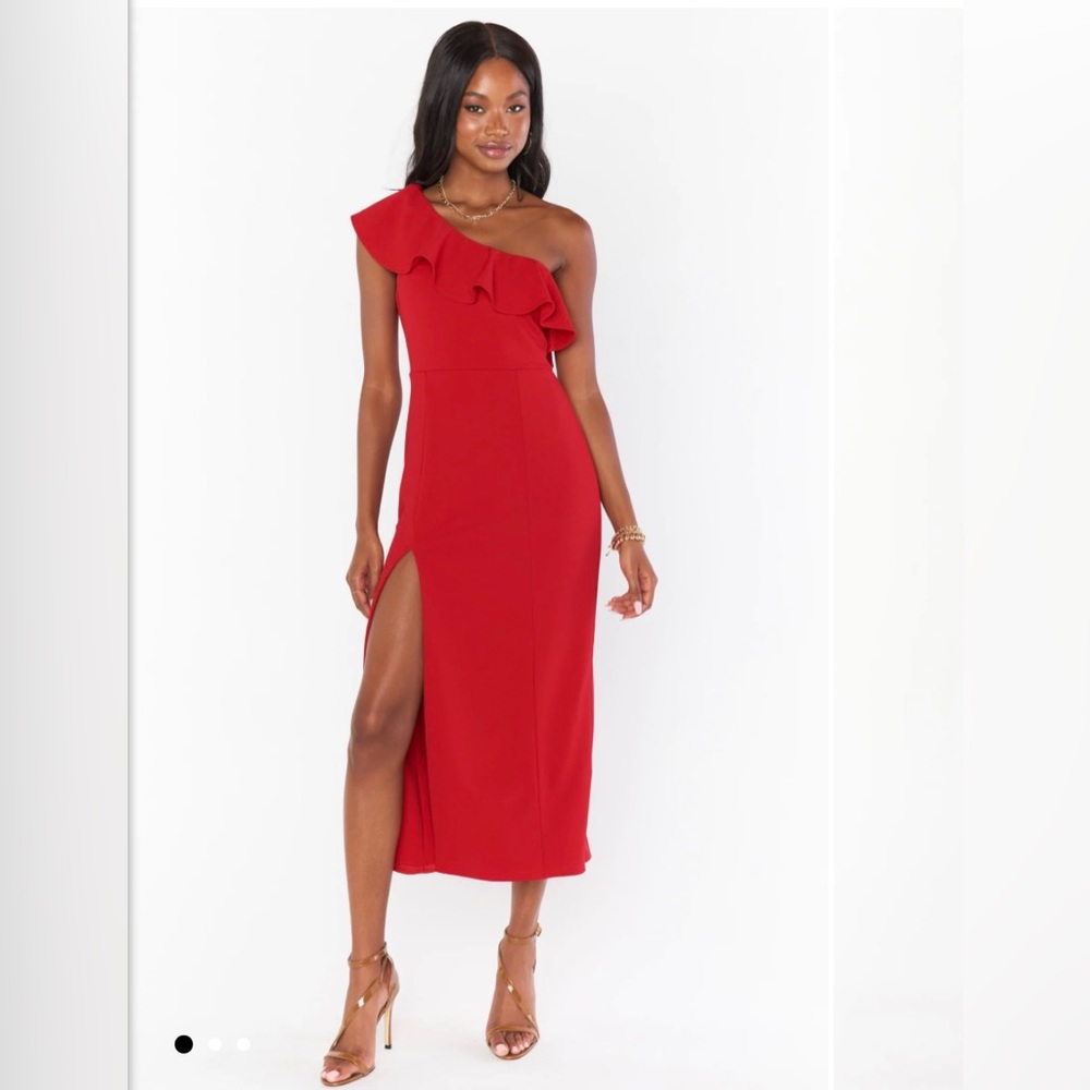 Show Me Your MuMu Red One-Shoulder Midi Dress